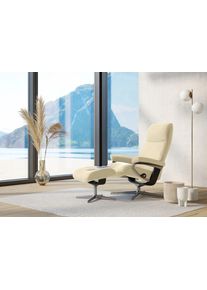 Relaxsessel stressless "View", beige (vanilla paloma), B:82cm H:109cm T:81cm, Leder PALOMA: PALOMA ist ein durchgef&auml;rbtes Semianilin-M&ouml;belleder mit nat&uuml;rlicher Narbung., Sessel, Relaxsessel, mit Hocker, mit Cross Base, Gr&ouml;&szlig;e S, M & L, Holzakzent Schwarz
