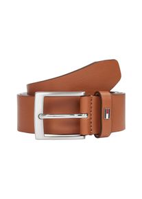 Lederg&uuml;rtel Tommy Hilfiger "ADAN 3.5 cm breit EXT", Damen, Gr. 95, braun (cognac), Rindsleder, unifarben, G&uuml;rtel Lederg&uuml;rtel, Metalllogopatch, Einfachdornschnalle