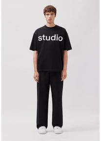T-Shirt STUDIO SEIDENSTICKER "Studio", Herren, Gr. XS, schwarz, 100% Baumwolle, unifarben, oversize, Rundhals, Shirts T-Shirt, 1/2 Rundhals
