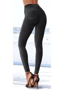 Leggings Lascana, Damen, Gr. 32/34, N-Gr, schwarz, Cord, Obermaterial: 97% Polyester, 3% Elasthan, unifarben, Basic, figurbetont lang, Hosen Leggings, aus weichem Material in Cord-Optik, Loungewear