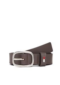 Lederg&uuml;rtel Tommy Jeans "TJW OVAL 3.0 cm breit", Damen, Gr. 95, schwarz walnut, Rindsleder, G&uuml;rtel Lederg&uuml;rtel, Ovale Einfachdornschlie&szlig;e und Logo am Verschluss