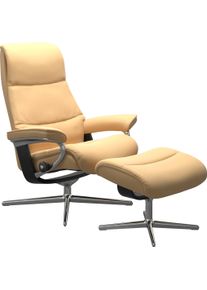 Relaxsessel stressless "View", gelb, B:91cm H:110cm T:85cm, Sessel, Relaxsessel, mit Hocker, mit Cross Base, Gr&ouml;&szlig;e S, M & L, Holzakzent Schwarz