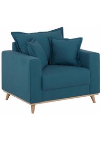 Sessel Home Affaire "Edina", blau (petrol), B:95cm H:74cm T:84cm, Webstoff (100% Polyester);Baumwollmix (50% Baumwolle, 50% Polyester);Baumwollmix (50% Baumwolle, 50% Polyester), Sessel, Sessel, auch in Baumwollmix-Bezug, im skandinavischem Stol