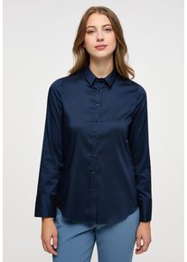 Hemdbluse Eterna "FITTED", Damen, Gr. 38, blau (dunkelblau), 4% Elasthan, 26% Polyamid, 70% Lyocell, schmal, Blusen Hemdbluse, EASY IRON (b&uuml;gelleicht)