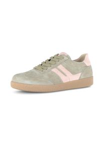 Sneaker Gabor, Damen, Gr. 43, beige (schilf, rosa), Ziegenveloursleder, Schuhe Sneaker, Freizeitschuh, Halbschuh, Schn&uuml;rschuh mit gepolstertem Schaftrand