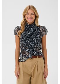 R&uuml;schenbluse Saint Tropez "LiljaSZ Crinkle SS Shirt", Damen, Gr. M, schwarz (nightsky spotty animal), Web, Obermaterial: 100% Polyester, regular fit normal, Blusen R&uuml;schenbluse, Kunstfaser, Regular fit