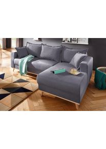 Ecksofa Home Affaire "Edina L-Form", grau, B:228cm H:83cm T:151cm, Webstoff (100% Polyester);Baumwollmix (50% Baumwolle, 50% Polyester);Baumwollmix (50% Baumwolle, 50% Polyester), Sofas, Ecksofa, auch in Baumwollmix-Bezug, im skandinavischem Stol