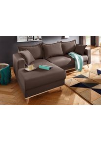 Ecksofa Home Affaire "Edina L-Form", braun (braun, filzoptik), B:228cm H:83cm T:151cm, Webstoff (100% Polyester);Baumwollmix (50% Baumwolle, 50% Polyester);Baumwollmix (50% Baumwolle, 50% Polyester), Sofas, Ecksofa, auch in Baumwollmix-Bezug, im skandinavischem Stol