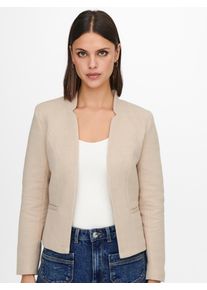 Kurzblazer Only "ONLADDY-LINEA L/S SHORT BLAZER CC TLR", Damen, Gr. 32, beige (humus detail:melange), Web, Obermaterial: 65% Polyester, 35% Baumwolle, meliert, regular fit normal, tiefer V-Ausschnitt, Blazer Kurzblazer, Materialmix, regular fit
