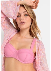 B&uuml;gel-Bikini-Top LSCN BY LASCANA "Gina", Damen, Gr. 36, Cup E, rosa, Recycling-Polyamid, unifarben, Bikini-Oberteile B&uuml;gel-Bikini-Top, mit gerafften Tr&auml;gern