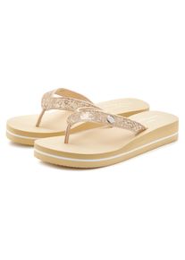 Badezehentrenner Venice Beach "Sandale, Badeschuh, Badelatsche, Flip Flop, Badeschlappe, Pantolette", M&auml;dchen, Gr. 44, Textil, gold (goldfarben), Obermaterial: 100% Textilmaterial. Decksohle: 100% Synthetik. Futter: 100% Textilmaterial. Laufsohle: 100% Synthetik, Glitzer, unifarben, Schuhe Badezehentrenner, Zehentrenner mit wasserabweisender und leichter Sohle VEGAN