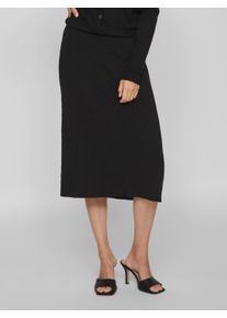Strickrock Vila "VICOMFY A-LINE KNIT SKIRT- NOOS", Damen, Gr. XL (42), schwarz, Strick, Obermaterial: 51% Viskose, 27% Polyester, 22% Polyamid, unifarben, regular fit kniebedeckend, R&ouml;cke Strickrock