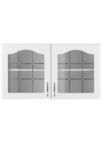 Wiho-K&uuml;chen Glash&auml;ngeschrank WIHO K&Uuml;CHEN "Linz", wei&szlig; (front: landhaus wei&szlig;, korpus: wei&szlig;), B:100cm H:56,5cm T:35cm, Schr&auml;nke, Glash&auml;ngeschrank, 100 cm breit, mit 2 Glast&uuml;ren