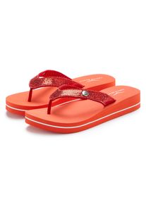 Badezehentrenner Venice Beach "Sandale, Badeschuh, Badelatsche, Flip Flop, Badeschlappe, Pantolette", M&auml;dchen, Gr. 43, Textil, orange (rot), Obermaterial: 100% Textilmaterial. Decksohle: 100% Synthetik. Futter: 100% Textilmaterial. Laufsohle: 100% Synthetik, Glitzer, unifarben, Schuhe Badezehentrenner, Zehentrenner mit wasserabweisender und leichter Sohle VEGAN