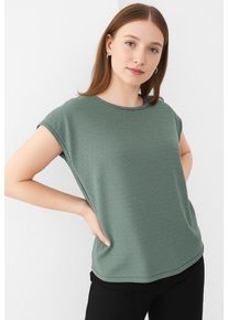 Kurzarmshirt Only "ONLCLAUDIA S/S GLITTER STRIPE TOP JRS", Damen, Gr. XL, gold (laurel wreath detail:gold lurex stripe), Jersey, Obermaterial: 81% Viskose, 11% Elasthan, 8% metallisierte Fasern, Glanzfaden, unifarben, regular fit normal, Rundhals, Shirts Kurzarmshirt