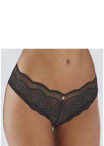 Panty Lascana "Kira", Damen, Gr. 32/34, schwarz, Spitze, Obermaterial: 88% Polyamid, 12% Elasthan, Unterhosen Panty, mit edler Schn&uuml;rung hinten