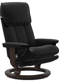 Relaxsessel STRESSLESS "Admiral", schwarz (schwarz batick), B:78cm H:101cm T:73cm, Leder BATICK: BATICK ist ein leicht korrigiertes, durchgef&auml;rbtes und genarbtes M&ouml;belleder, bei dem die meisten Unebenheiten und Spuren in der Regel entfernt wurden., Sessel, Relaxsessel, verstellbar, optional 2-motorisch, Gr&ouml;&szlig;e M & L, Gestell Braun