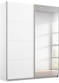 Schwebet&uuml;renschrank OTTO HOME "Kleiderschrank Schrank Garderobe Schlafzimmerschrank THANOS", wei&szlig; (alpinwei&szlig; mit spiegel), B:136cm H:197cm T:62cm, Holzwerkstoff, Schr&auml;nke, Schwebet&uuml;renschrank, Optional mit Spiegel, Metall-Griffleisten alufarben MADE IN GERMANY