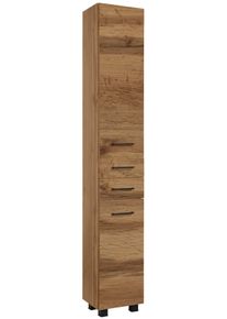 Hochschrank Welltime "Trento, verschiedene Ausf&uuml;hrungen und Farben", braun (wotaneiche), B:30cm H:180cm T:27cm, MDF, Schr&auml;nke, Hochschrank, Badm&ouml;bel, Seitenschrank Breite 30 cm, viel Stauraum, Made in Germany