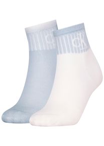 Socken Calvin Klein Jeans "CKJ WOMEN QUARTER 2P GLOSSY RIB", M&auml;dchen, Gr. 35-38, blau (light blau, wei&szlig;), Baumwollmischung, unifarben, normal, Socken Socken, mit dezentem Logo-Design