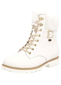 Winterboots Remonte "Elisabeth Hurley-Collection", Damen, Gr. 45, wei&szlig;, Leder, Textil, Schuhe Winterboots, Schn&uuml;rboots, Outdoorschuh, Schn&uuml;rstiefelette mit Zierschnalle