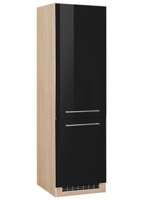 K&uuml;hlumbauschrank KOCHSTATION "KS-Eton", schwarz (schwarz hochglanz), B:60cm H:200cm T:60cm, Schr&auml;nke, K&uuml;hlumbauschrank, f&uuml;r gro&szlig;en K&uuml;hlschrank, Nischenma&szlig; 178 cm