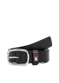 Lederg&uuml;rtel Tommy Jeans "TJW OVAL 3.0 cm breit", Damen, Gr. 80, schwarz, Rindsleder, G&uuml;rtel Lederg&uuml;rtel, Ovale Einfachdornschlie&szlig;e und Logo am Verschluss