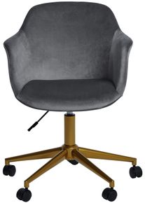 Schreibtischstuhl Jahnke "SHELL WORX", grau (palladiumgrau, gold, goldfarben, palladiumgrau), B:56,5cm H:87cm T:59cm, Polyester, St&uuml;hle, Schreibtischstuhl, B&uuml;ro-/ Schreibtischstuhl, h&ouml;henverstellbar, Samt, Gestell in Gold-Look