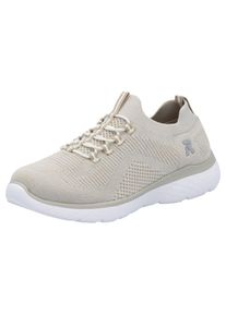 Slip-On Sneaker RIEKER SPORT, Damen, Gr. 36, beige (hellbeige), Textil, Schuhe Slip-On Sneaker, Slipper, Freizeitschuh, Schlupfschuh mit Elastik-Einstieg