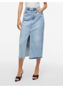 Jeansrock Vila "VIJAF HW MIDI DENIM SKIRT-NOOS", Damen, Gr. 40, blau (light blau denim detail:wash lbd 065), Denim/Jeans, Obermaterial: 99% Baumwolle, 1% Elasthan, wadenlang, R&ouml;cke Jeansrock