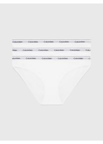 Bikinislip "3 PACK BIKINI (LOW-RISE)", Damen, Gr. XL (42/44), 3 Stk., wei&szlig; (wei&szlig;, wei&szlig;, wei&szlig;), Jersey, Obermaterial: 90% Baumwolle, 10% Elasthan, Calvin Klein Underwear, unifarben, k&ouml;rpernah, Unterhosen Bikinislip, Low Rise mit Logobund