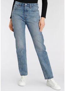 Levi's 5-Pocket-Jeans LEVI'S "501 Long", Damen, Gr. 31, L&auml;nge 32, blau (light indigo blau), Denim/Jeans, Obermaterial: 99% Baumwolle, 1% Elasthan, figurbetont, Jeans 5-Pocket-Jeans, 501 Collection
