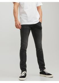 Jack & Jones Slim-fit-Jeans JACK & JONES "JJIGLENN &ndash; Jeans mit Stretch und figurbetonter Silhouette", Herren, Gr. 32, L&auml;nge 34, schwarz (schwarz denim), Denim/Jeans, Obermaterial: 84% Baumwolle, 14% Polyester, 2% Elasthan, schmal lang, Jeans Slim-fit-Jeans, Used, modisch, slim fit, Denim/Jeans