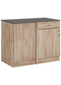 Wiho-K&uuml;chen Eckunterschrank WIHO K&Uuml;CHEN "Linz", braun (front: landhaus eiche, korpus: sonoma eiche, arbeitsplatte: granit grau), B:110cm H:85cm T:60cm, Schr&auml;nke, Eckunterschrank, 100 cm breit, Planungsma&szlig; 110 cm, in Landhaus-Optik