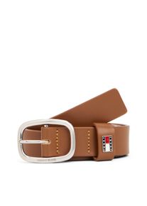 Lederg&uuml;rtel Tommy Jeans "TJW OVAL 3.0 cm breit", Damen, Gr. 95, braun (cognac), Rindsleder, G&uuml;rtel Lederg&uuml;rtel, Ovale Einfachdornschlie&szlig;e und Logo am Verschluss