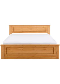 Massivholzbett OTTO HOME "Madrid, Landhausstil, hohe Belastbarkeit", beige (gelaugt ge&ouml;lt), B:192cm L:208cm, Betten, Massivholzbett, mit Rollrost, aus massivem Kiefernholz, Kassettenoptik