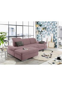 Ecksofa "SO4100 V", lila (flieder), B:284cm H:80cm T:190cm, SET ONE BY Musterring, Sofas, Ecksofa, mit verstellbaren Kopfteilen, wahlweise mit Funktionen, Cord-Bezug