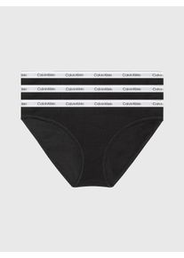 Bikinislip "3 PACK BIKINI (LOW-RISE)", Damen, Gr. M (38), 3 Stk., schwarz (schwarz, schwarz, schwarz), Jersey, Obermaterial: 90% Baumwolle, 10% Elasthan, Calvin Klein Underwear, unifarben, k&ouml;rpernah, Unterhosen Bikinislip, Low Rise mit Logobund