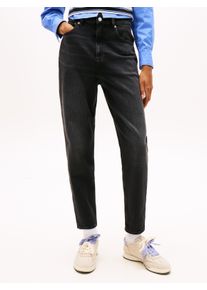 Mom-Jeans Tommy Jeans "MOM JEAN UH TPR", Damen, Gr. 32, L&auml;nge 30, denim schwarz, Denim/Jeans, Obermaterial: 99% Baumwolle, 1% Elasthan, regular fit kn&ouml;chelfrei, Jeans Mom-Jeans, mit Logo-Stickereien, in kn&ouml;chelfreier L&auml;nge