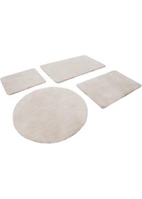 Badematte HOMIE LIVING "Porto Azzurro", beige (creme wei&szlig;), H:30mm, Polyester, Badematten, Badematte, Badteppich, uni, rechteckig & rund, waschbar, Badezimmerteppich