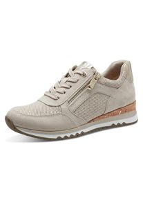 Keilsneaker Marco Tozzi, Damen, Gr. 42, beige (hellbeige), Lederimitat, Textil, Veloursleder, Schuhe Keilsneaker, Freizeitschuh, Halbschuh, Schn&uuml;rschuh in veganer Verarbeitung