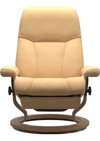 Relaxsessel stressless "Consul", gelb (gelb batick), B:76cm H:100cm T:74cm, Leder BATICK: BATICK ist ein leicht korrigiertes, durchgef&auml;rbtes und genarbtes M&ouml;belleder, bei dem die meisten Unebenheiten und Spuren in der Regel entfernt wurden.;Leder PALOMA: PALOMA ist ein durchgef&auml;rbtes Semianilin-M&ouml;belleder mit nat&uuml;rlicher Narbung.;ROHLEDER Stoff Q2 FARON: Ein fester zuverl&auml;ssiger Boucl&eacute; mit einem s