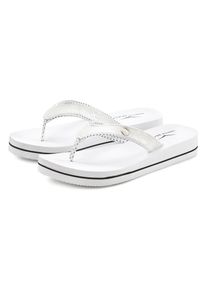 Badezehentrenner Venice Beach "Sandale, Badeschuh, Badelatsche, Flip Flop, Badeschlappe, Pantolette", M&auml;dchen, Gr. 37, Textil, wei&szlig;, Obermaterial: 100% Textilmaterial. Decksohle: 100% Synthetik. Futter: 100% Textilmaterial. Laufsohle: 100% Synthetik, Glitzer, unifarben, Schuhe Badezehentrenner, Zehentrenner mit wasserabweisender und leichter Sohle VEGAN