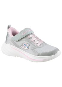 Sneaker Skechers "WAVE 92", M&auml;dchen, Gr. 36, bunt (hellgrau, rosa), Textil, Glitzer, Schuhe Sneaker, Freizeitschuh mit Klettverschluss, Gr&ouml;&szlig;enschablone zum Download