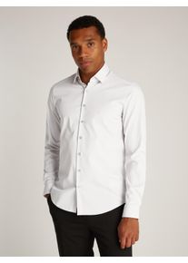 Businesshemd Calvin Klein "POPLIN STRETCH SLIM SHIRT", Herren, Gr. 42, N-Gr, lila (gray violet), Popeline, Obermaterial: 97% Baumwolle, 3% Elasthan, unifarben, slim fit, &Auml;rmel mit &Auml;rmelschlitz 2-Knopf-Manschette, Hemden Businesshemd, mit Kentkragen, Logoprint auf Brusth&ouml;he