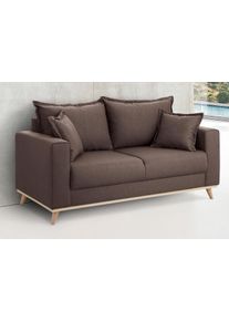 2-Sitzer Home Affaire "Edina", braun (braun, filzoptik), B:162cm H:74cm T:84cm, Webstoff (100% Polyester);Baumwollmix (50% Baumwolle, 50% Polyester);Baumwollmix (50% Baumwolle, 50% Polyester), Sofas, 2-Sitzer, auch in Baumwollmix-Bezug, im skandinavischem Stol