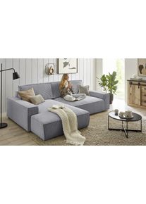 Ecksofa Home Affaire "NEU: SHERWOOD XXL 284, Big-Sofa L-Form, tiefe Sitzfl&auml;che 95 cm, Cord", grau (hellgrau), B:284cm H:90cm T:195cm, 100% Polyester, Sofas, Ecksofa, Recamiere rechts/links, als Schlafsofa stellbar, Cord u. Leinenoptik