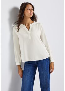 Langarmbluse Street One, Damen, Gr. 44, wei&szlig; (wollwei&szlig;), Web, Obermaterial: 100% Viskose, bequem Po-bedeckend, Rundhals, 1-Knopf-Manschette, Blusen Langarmbluse, im Tunika-Stil