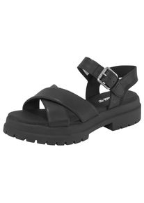Sandale Timberland "London Vibe CROSS STRAP SANDAL", Damen, Gr. 38,5, schwarz, Leder, Schuhe Sandale