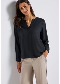 Langarmbluse Street One, Damen, Gr. 40, dunkelblau, Web, Obermaterial: 100% Viskose, bequem Po-bedeckend, Rundhals, 1-Knopf-Manschette, Blusen Langarmbluse, im Tunika-Stil